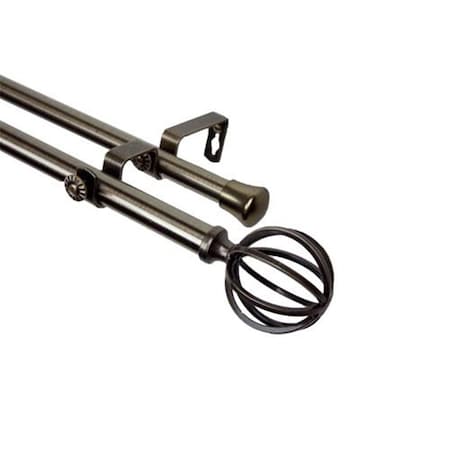 H2H Crate 0.81 in. Double Curtain Rod, 120-170 in. - Antique Brass H21868312